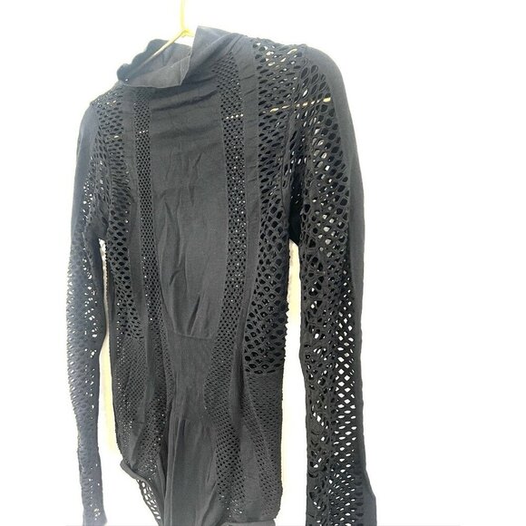 House London Bodycon Leotard Bodysuit Shirt Black Cutout - Picture 9 of 11